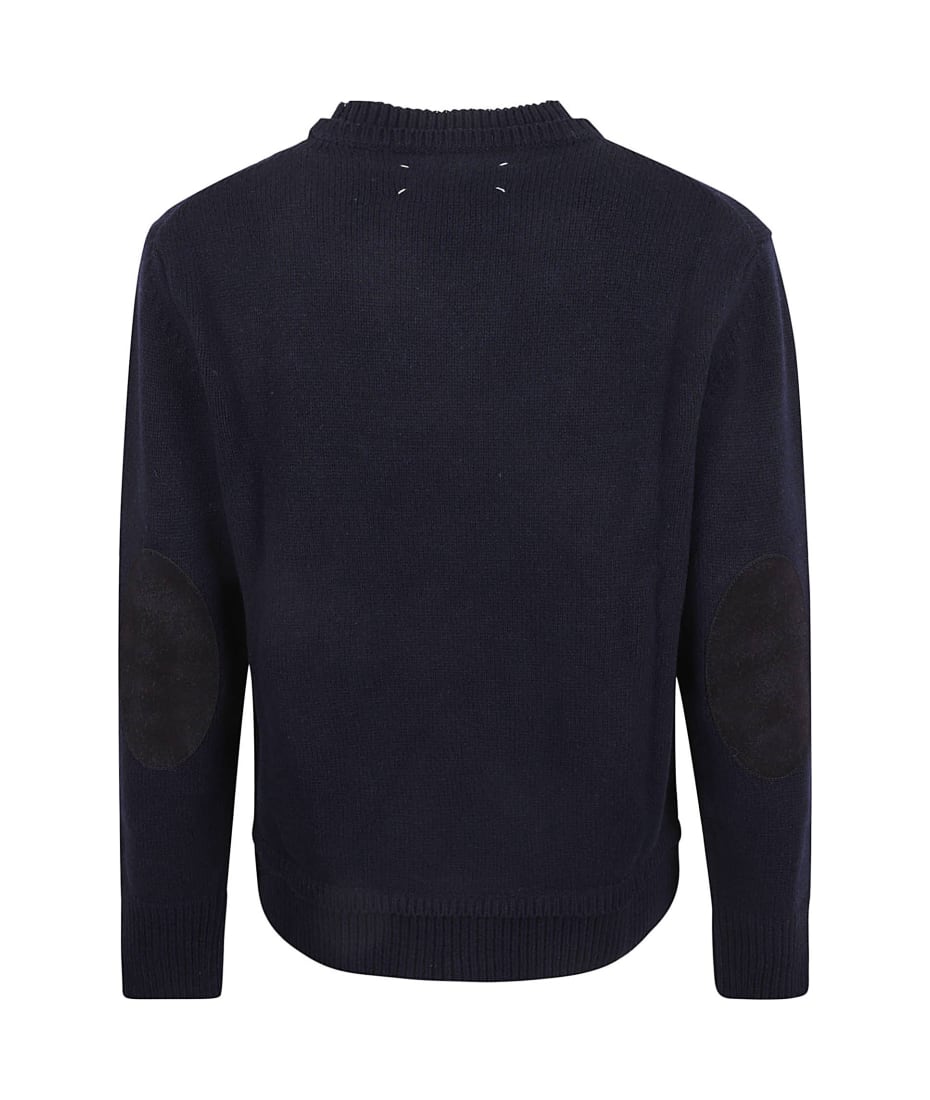 sk style's様Maison Margiela ELBOW PATCH Maison Margiela - Black Elbow Patch Crewneck Sweater
