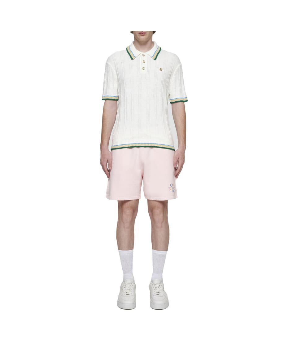 Tシャツ・カットソー Casablanca White piquet polo shirt Casablanca Men's Pique Logo Polo Shirt in White Casablanca