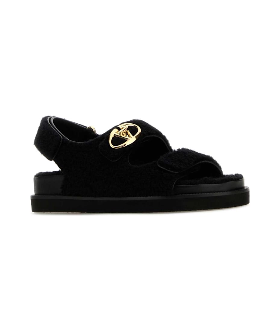 Valentino Garavani Black Eco Fur Sandals Women