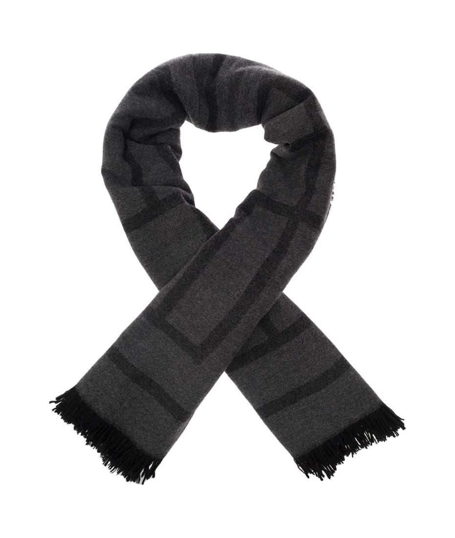 Monogram wool cashmere scarf dark grey