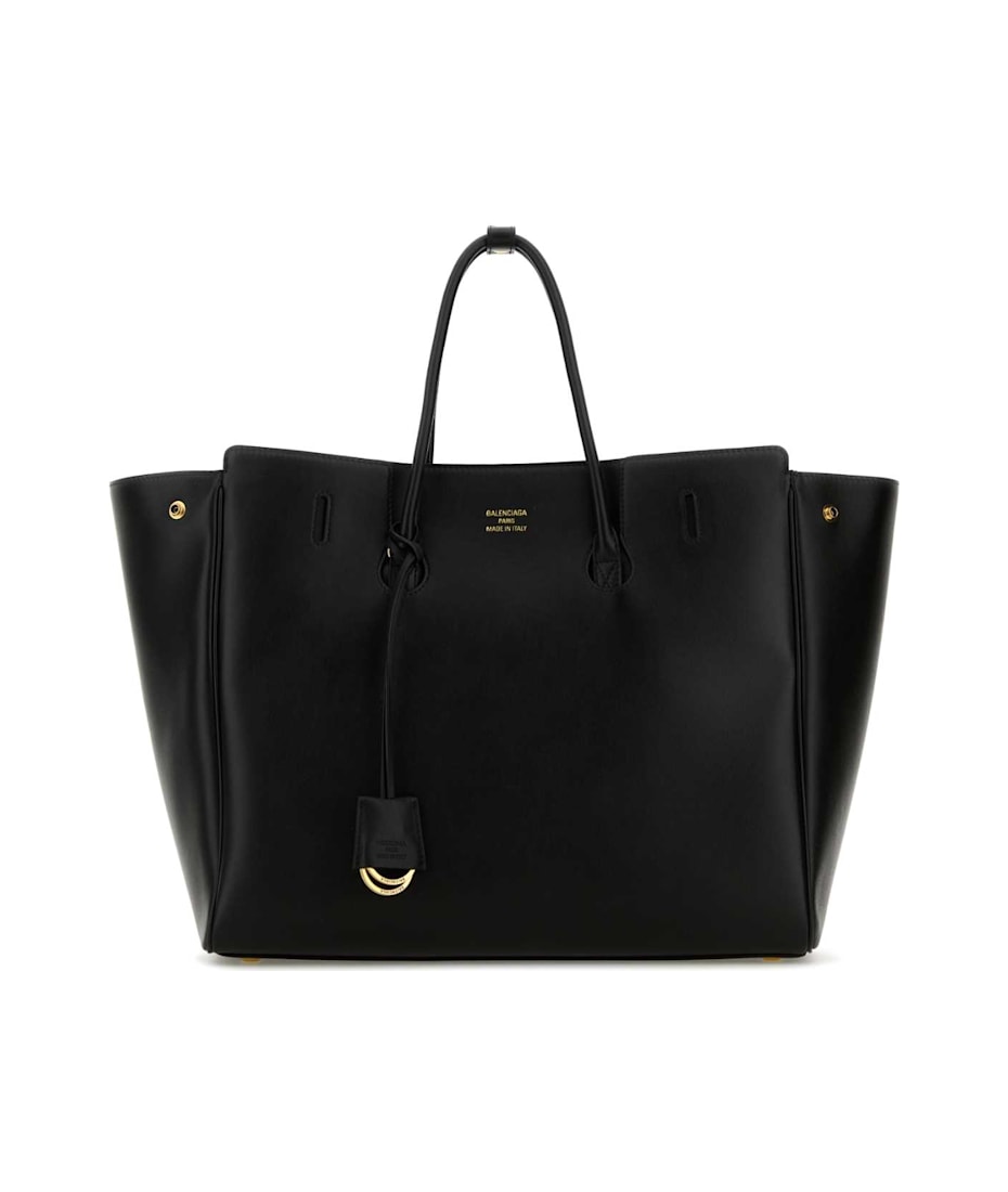 Black Leather Carry All Hampton Shopping Bag