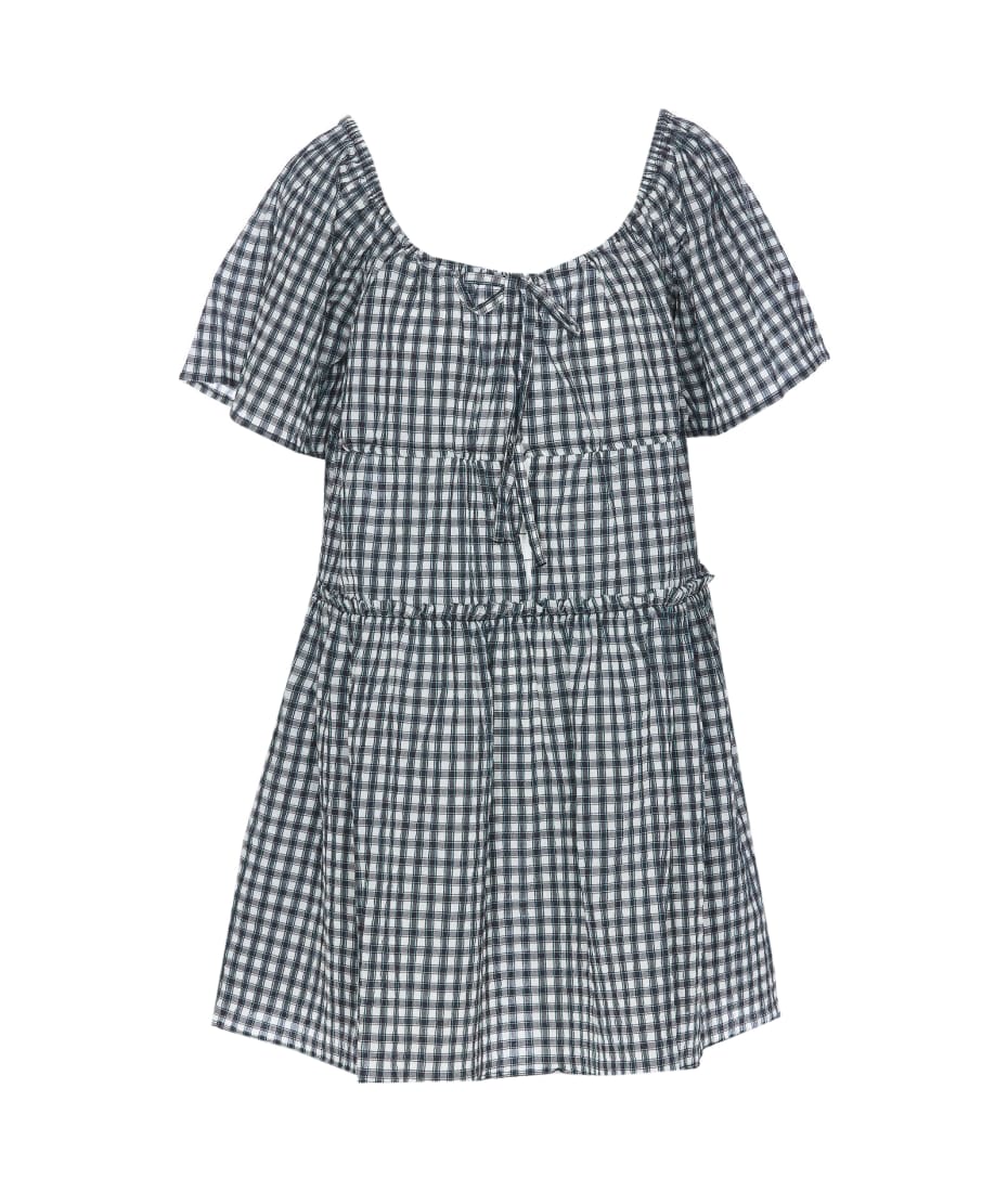 Ganni Seersucker Check Mini Layer Dress | italist