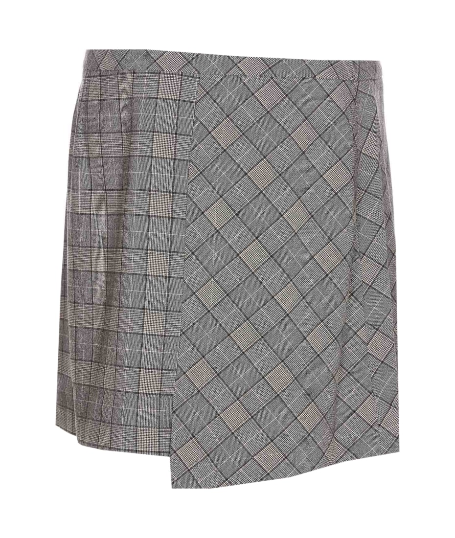 ミニスカート Ganni Mini Skirt With Check Pattern Frost Gray Checkered Mini Skirt | GANNI US