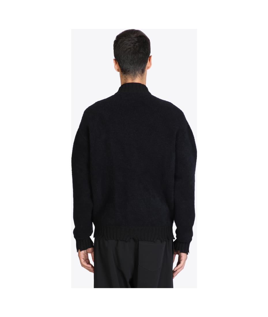 【U LAN】(UNISEX) Beetle Stitch Bomber Jumper Laneus Bomber Black bouclè wool bomber jacket. | italist