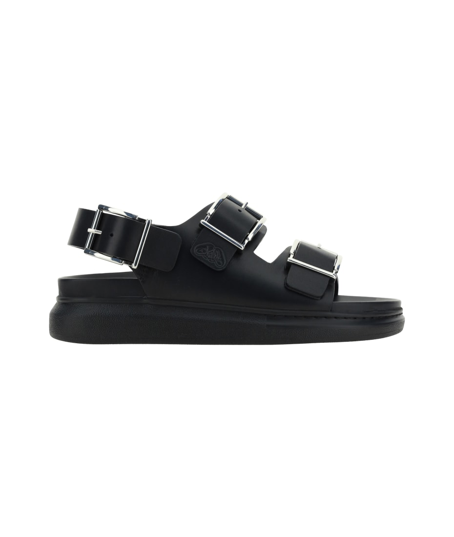 Buy Alexander McQueen Crossover Strap Open-toe Flat Sandals - Black At 69%  Off | Editorialist