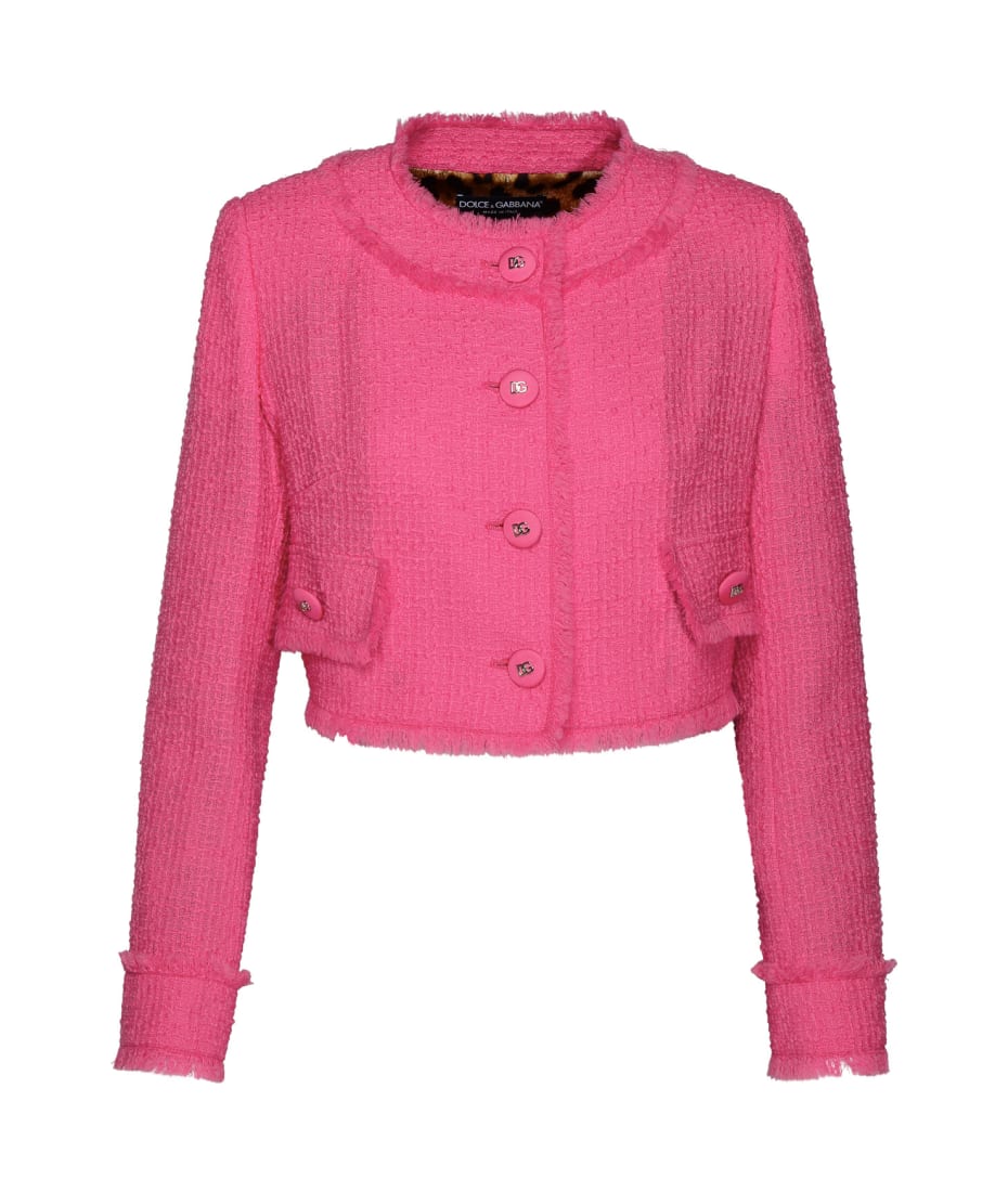 ジャケット Dolce & Gabbana CROPPED TWEED JACKET (F26X8T GDCYKF0473) Cropped speckled tweed jacket in Multicolor for Women
