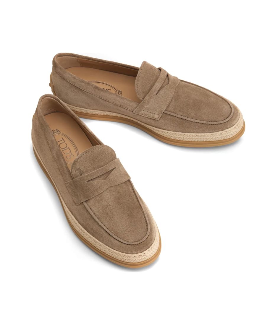 セール★Tod's GOMMINO RAFIA Woman BROWN Gommino Driving Shoes in Raffia and Leather