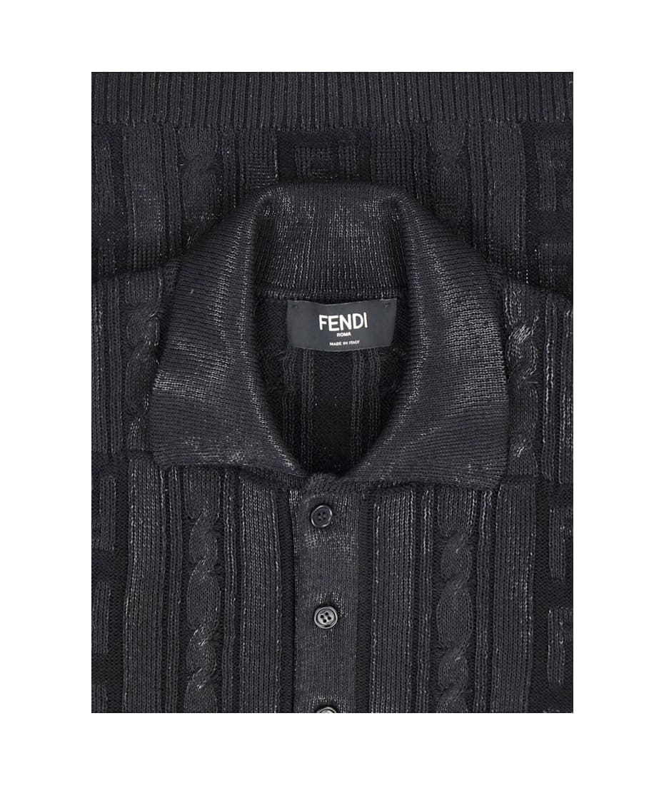 Tシャツ・カットソー FENDI SS25 Black wool polo shirt (FZC162ASGO F0QA1) 2.jpg