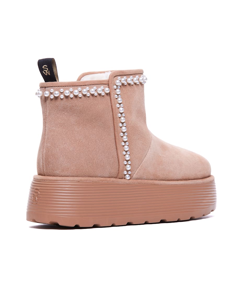 ミドルブーツ STUART WEITZMAN Women Boots SK213 NELLIE PEARL FLATFORM BOOT Nellie Pearl Flatform Bootie | Stuart Weitzman