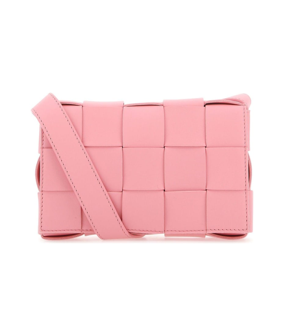 Cassette leather crossbody bag Bottega Veneta Pink in Leather