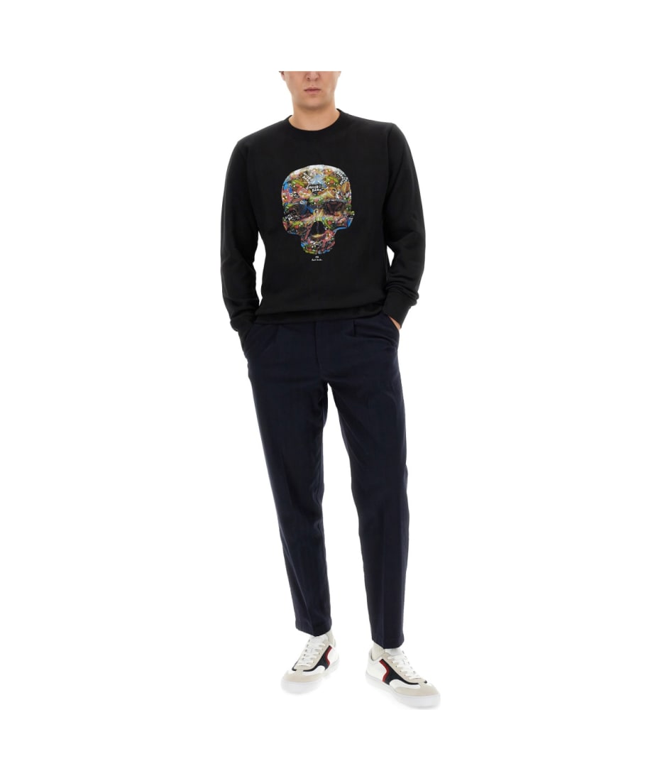 Skull Sticker Print Sweatshirt