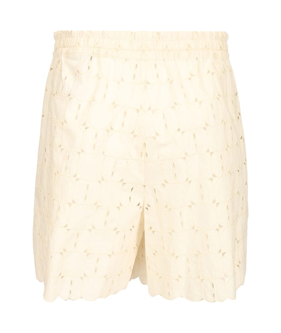 【送料&関税込】Moncler Lace Shorts Moncler perforated-logo Lace Shorts | White | FARFETCH