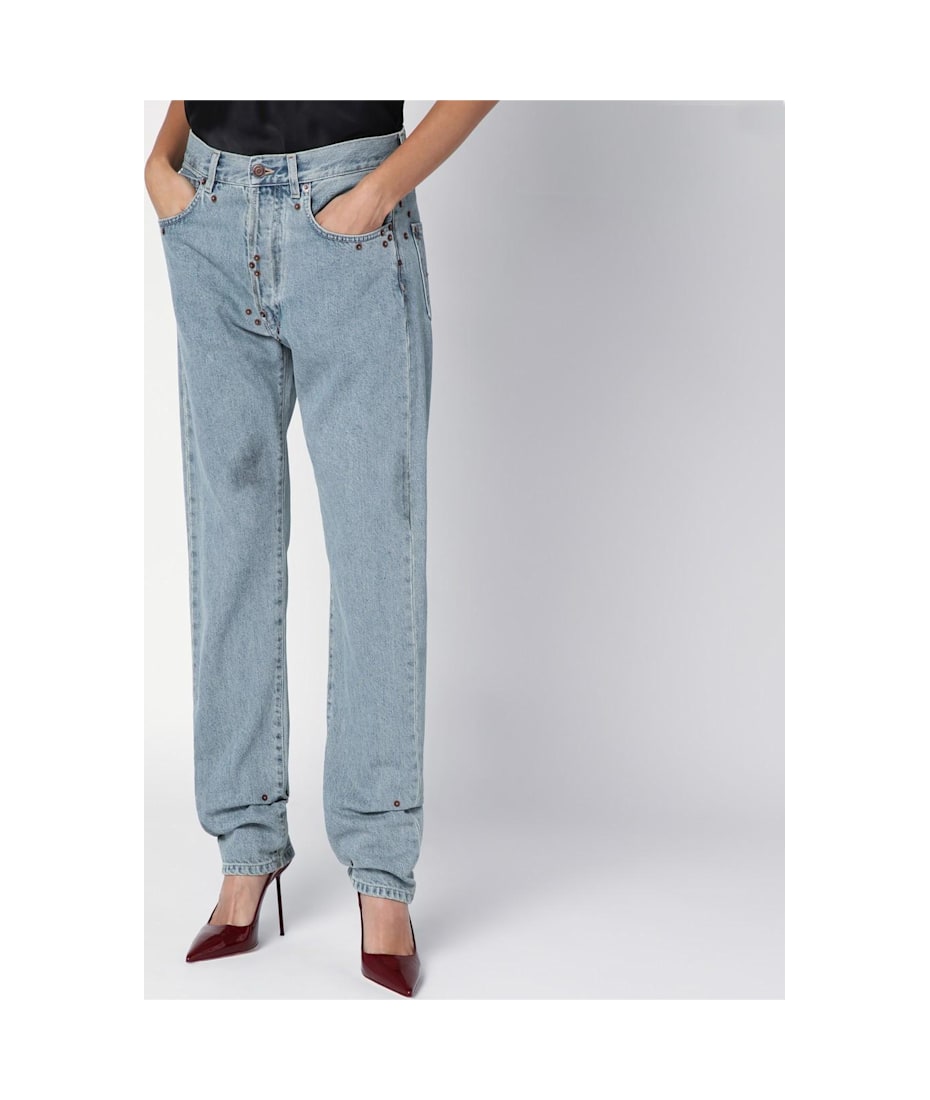 【関税＆送料込み】Moschino Light Denim Jeans With Rivets Moschino Light Blue Denim Jeans With Rivets | italist