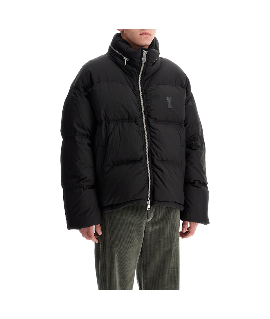 ダウンジャケット・コート AMI PARIS Ami Alexandre Matiussi Down Jacket With Logo Patch Ami Alexandre Matiussi Down Jacket With Logo Patch In Black