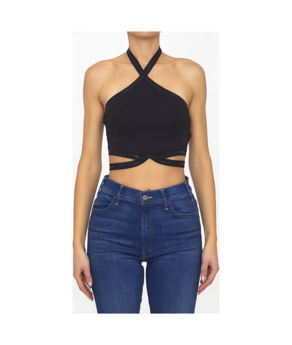 Alexander Wang Criss-cross Halter Top With Logo