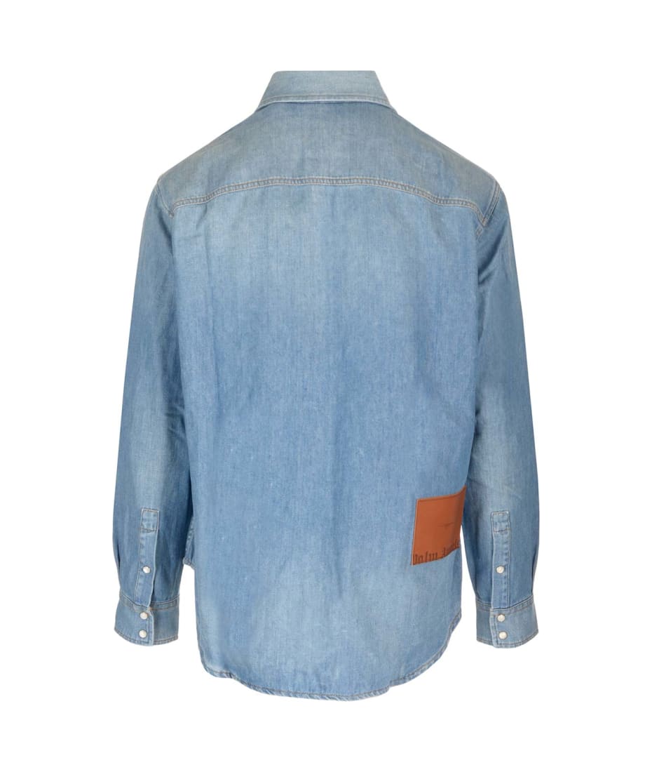 Palm Angels Blue Monogram Denim Shirt