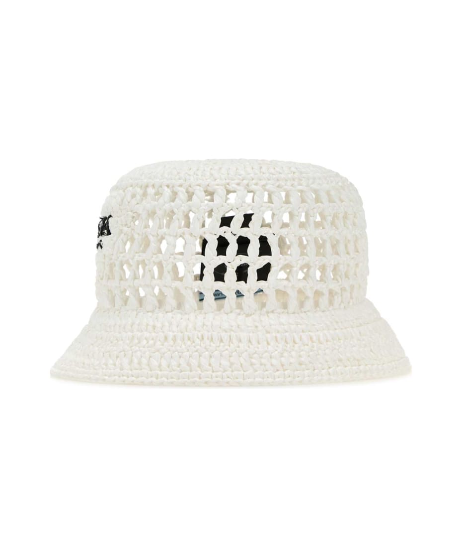 Prada White Raffia Bucket Hat | italist