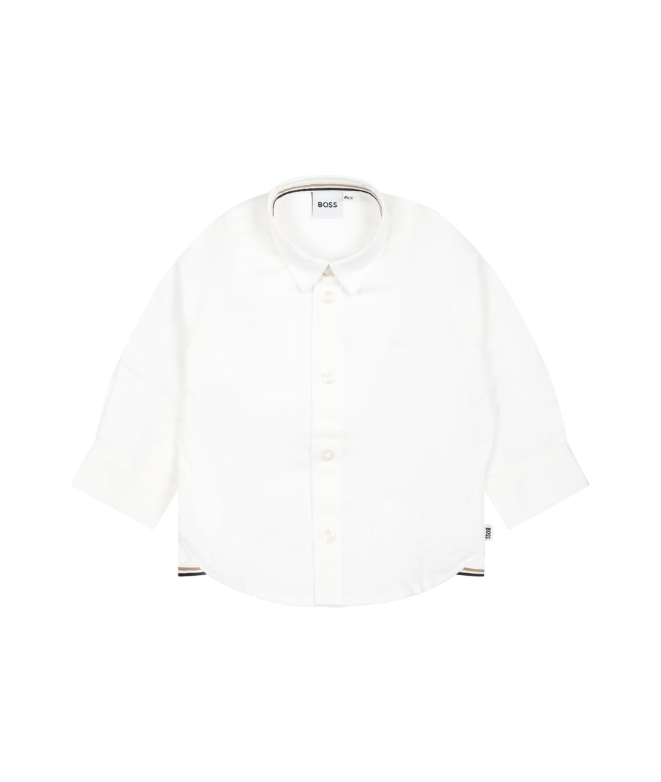 Hugo Boss White Shirt For Baby Boy With Logo italist ALWAYS LIKE A SALE