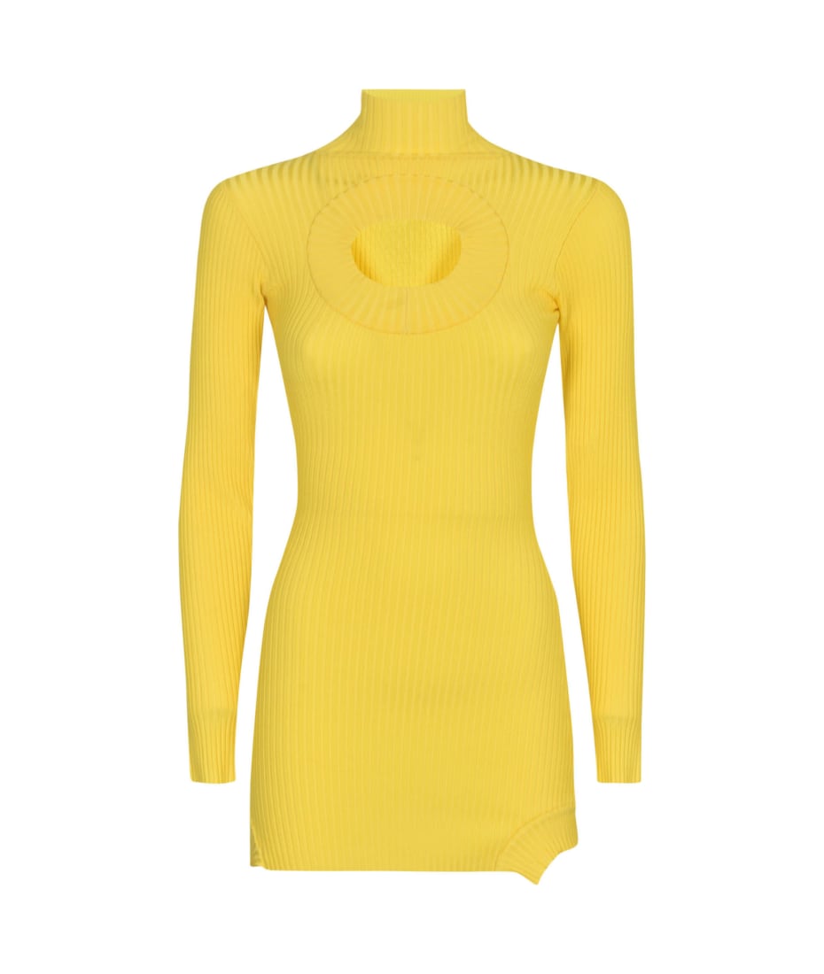 David Koma Ribbed Short Dress - Yellow