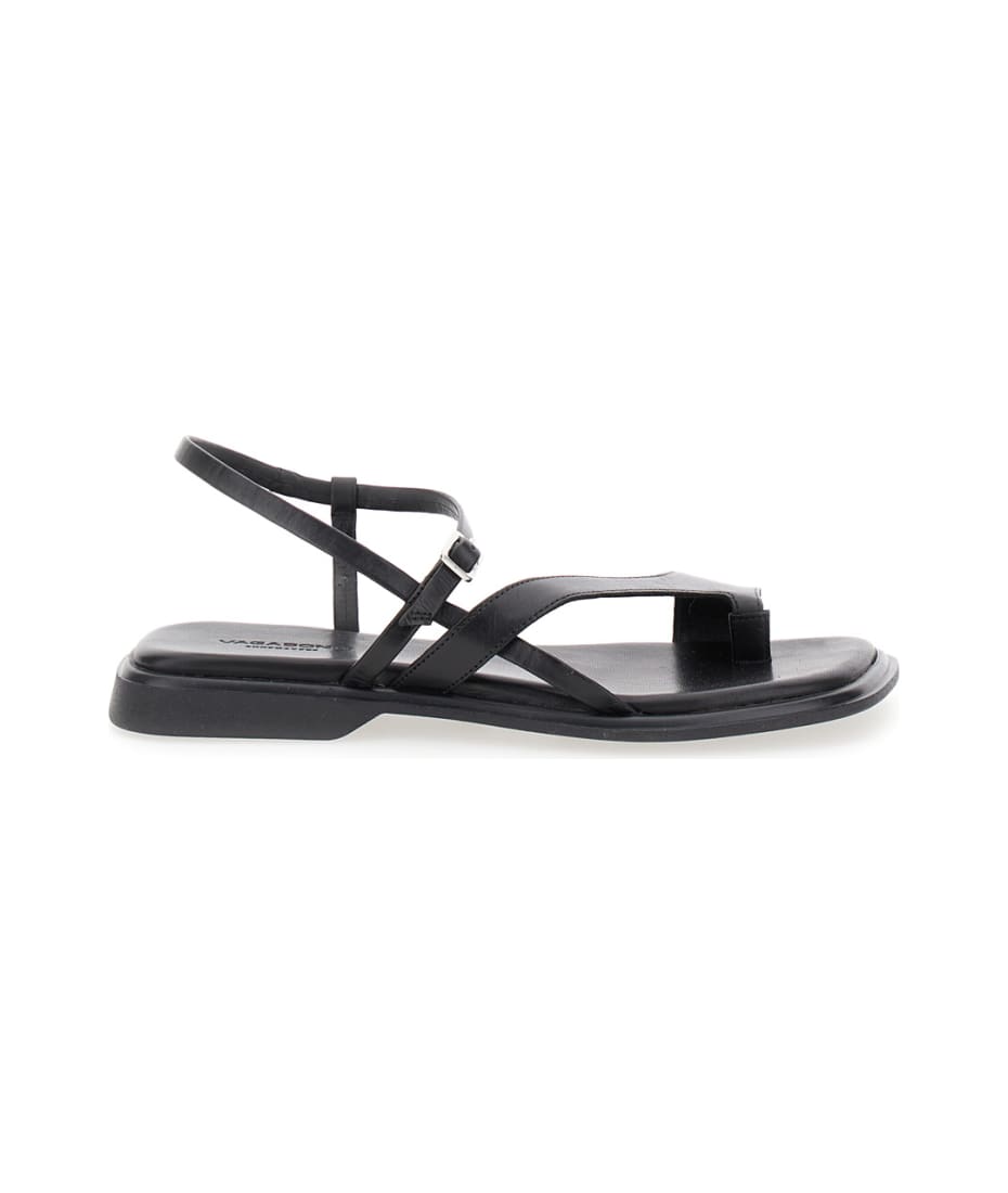 Vagabond 'izzi' Black Thong Sandals With Thin Straps In Leather Woman - Black