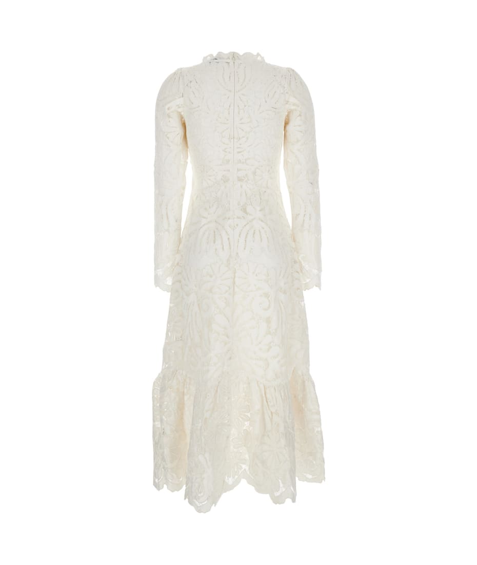 ワンピース Sea NEW YORK AGATHE APPLIQUE L/SLV DRESS (D2) Sea New York 'agathe Applique' White Crewneck Long Dress