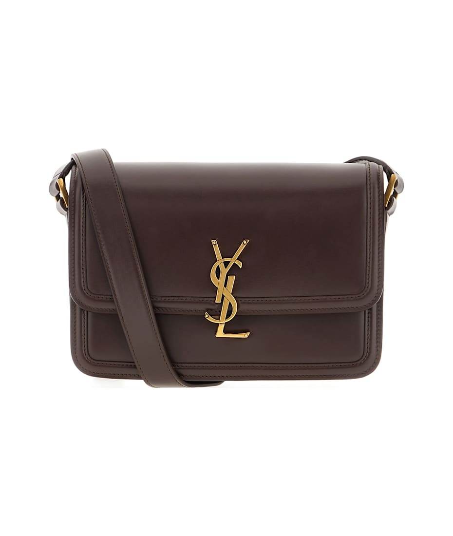 SAINT LAURENT ブラウンレザーショルダーバッグ Saint Laurent YSL Lou Camera Cinnamon Brown Quilted Leather Bronze