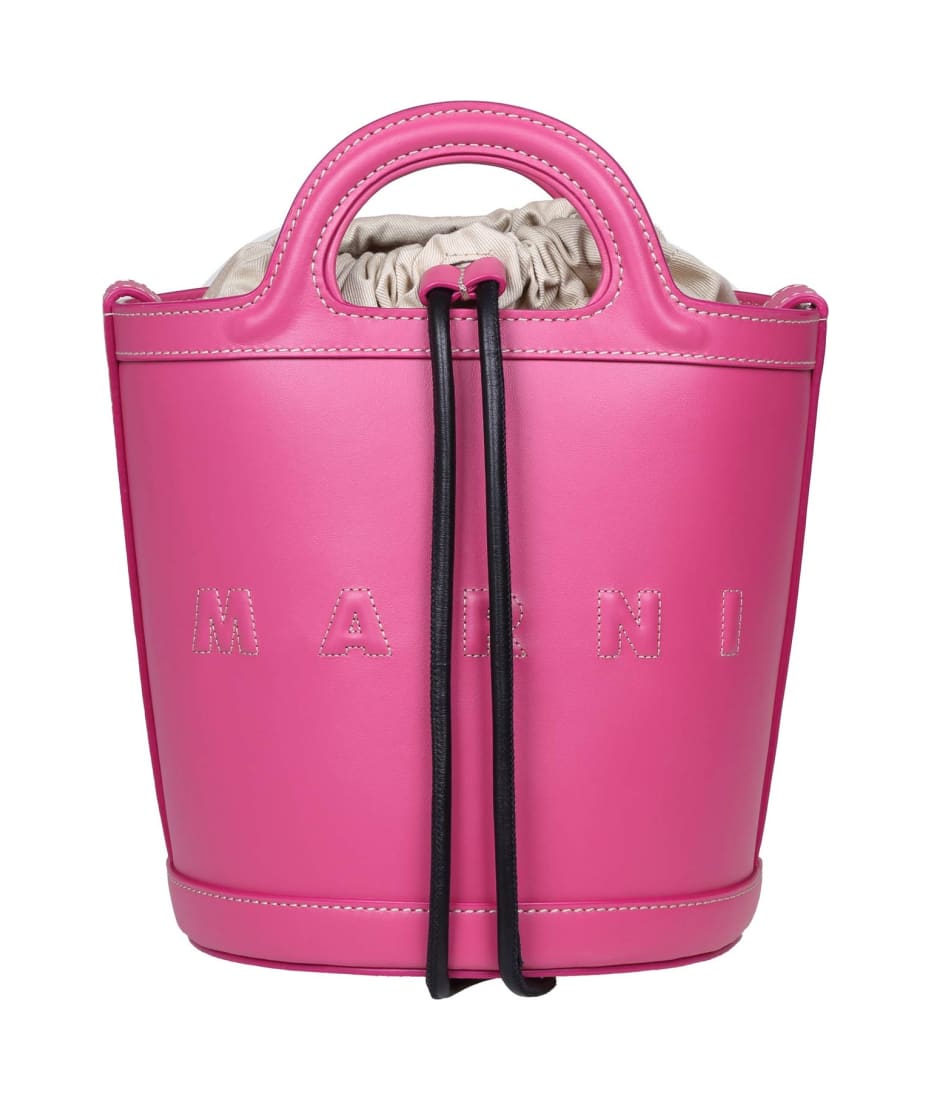 Marni Tropicalia Bucket Bag In Fuchsia Color Leather