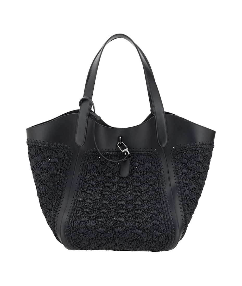 Giorgio Armani Leather And Raffia Shoulder Bag | italist, ALWAYS