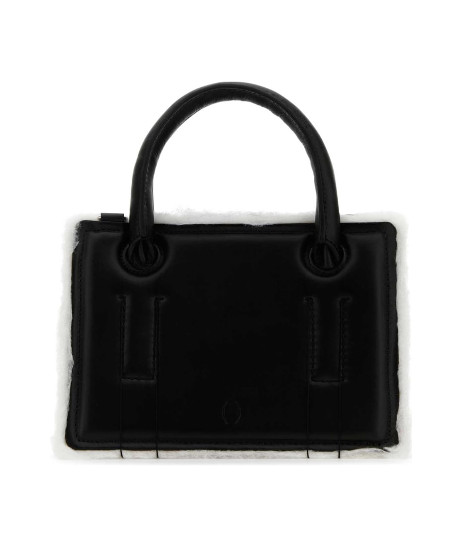 Dentro Black Leather Mini Otto Handbag - BLACK