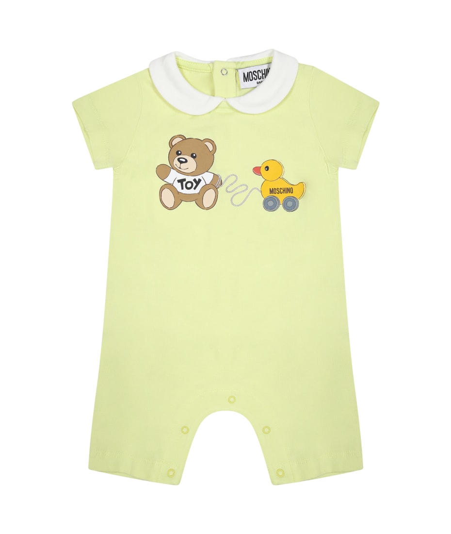 Moschino Baby - Yellow Cotton Teddy Bear Logo Leggings