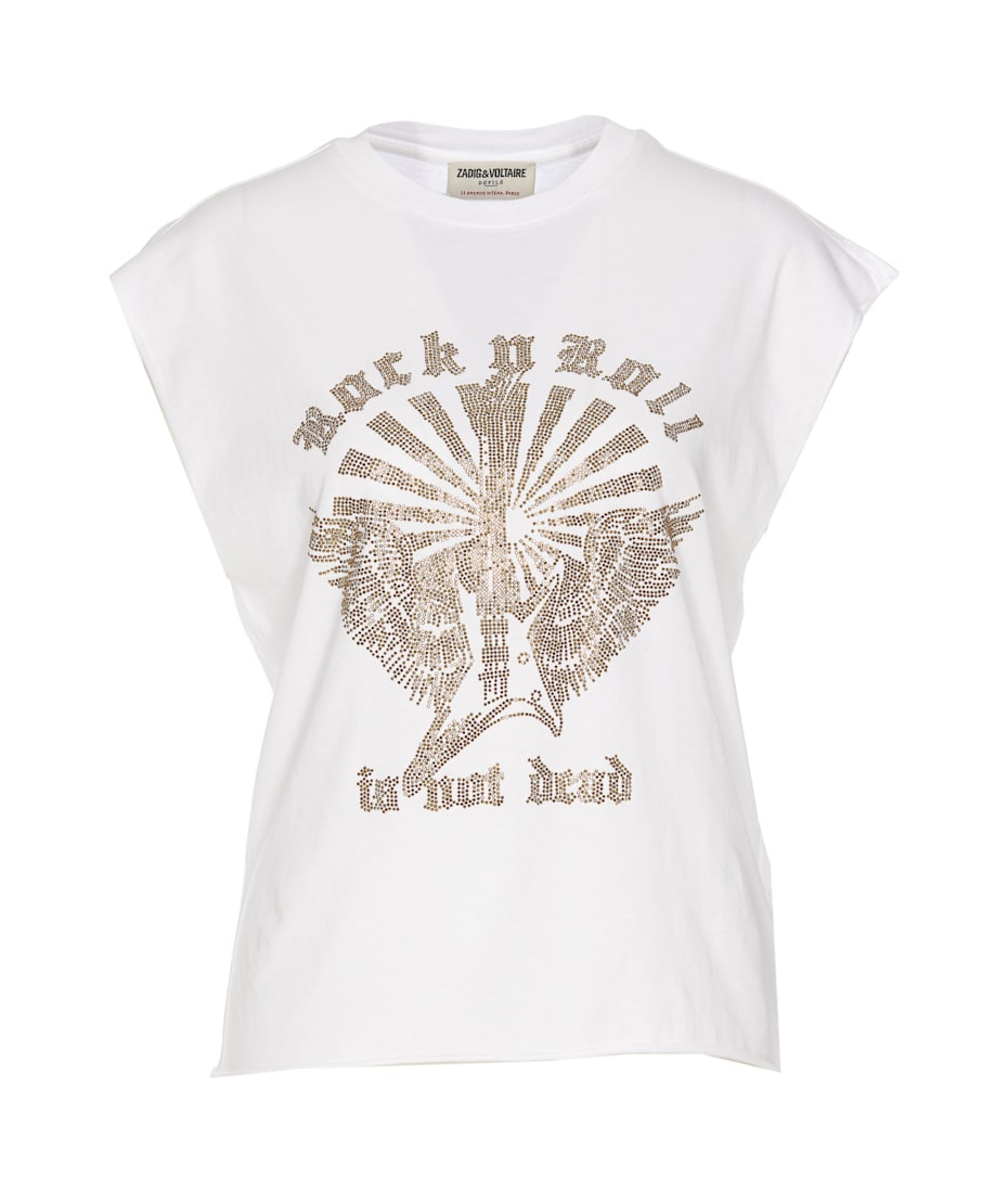 売れ筋商品|||ザディグ エ ヴォルテール Tシャツ レディース トップス CLOE GUITAR WINGS STRASS - Print T-shirt - encre Zadig & Voltaire Cloe Guitar Wings T-shirt | italist, ALWAYS