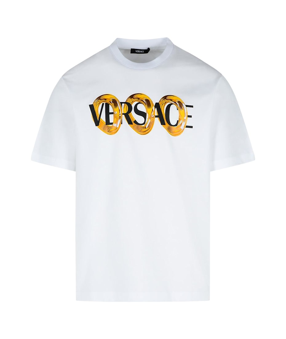 Tシャツ・カットソー VERSACE Men T Shirts 10133021A134052W580 White Versace logo-print T-shirt | White | FARFETCH