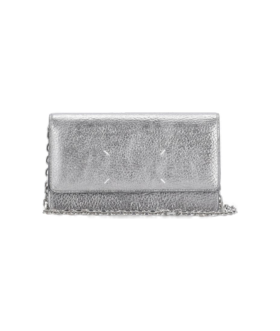MAISON MARGIELA★素敵！Gold Glitter leather Chain wallet Micro glitter wallet on chain in brown - Maison Margiela