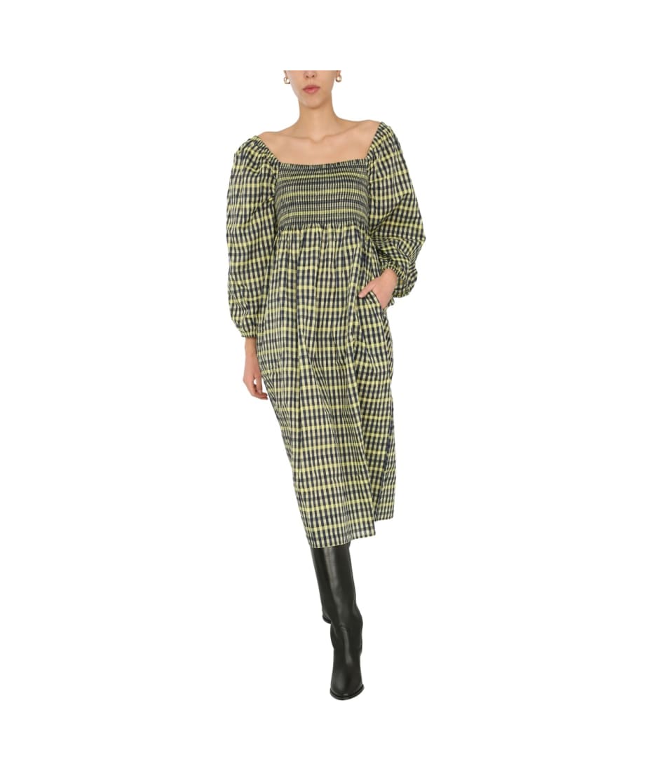 slim fit dress slacks Baum Und Pferdgarten Abelline Dress In Green Flower main image 1