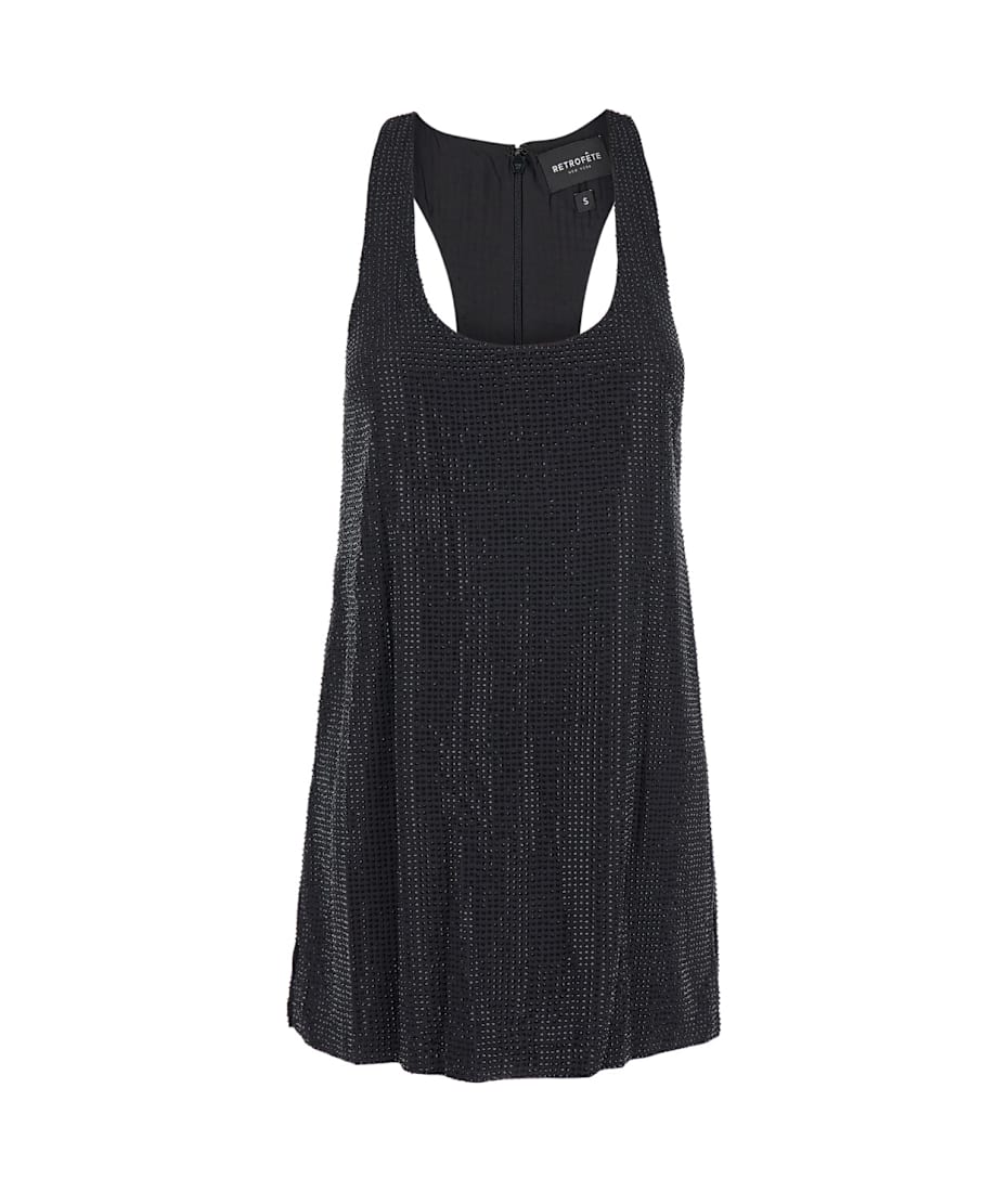 retrofete 'maves' Black Short Dress With Wide Neckline And Pence Detailing  In Viscose Woman | italist, ALWAYS LIKE A SALE