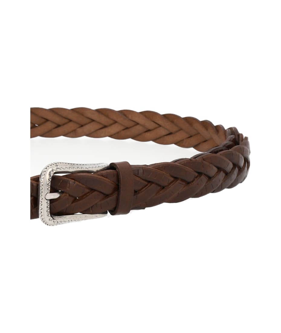 Italian Brown Leather Braided Belt – Micla