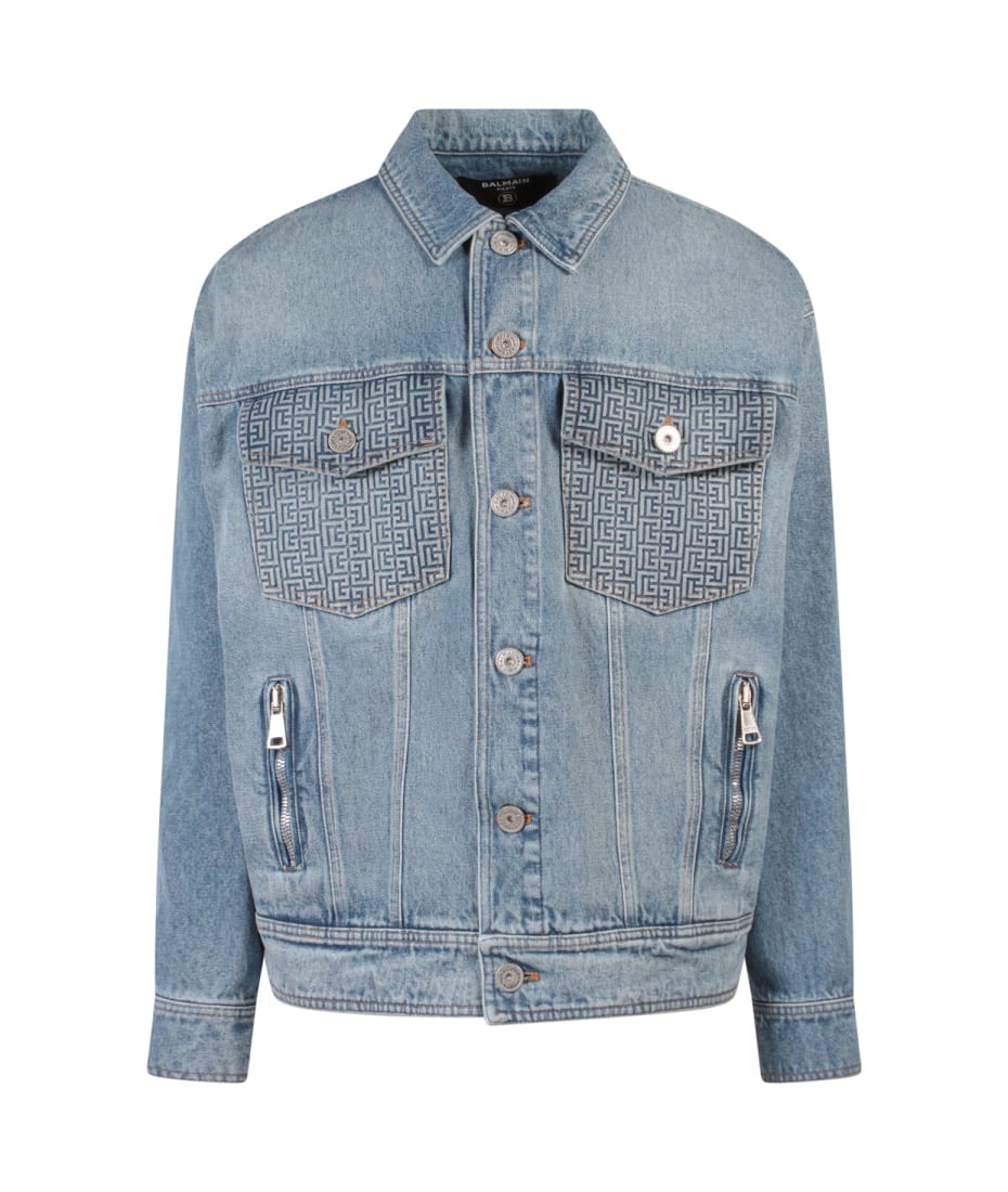 Blue Monogram denim jacket, Balmain