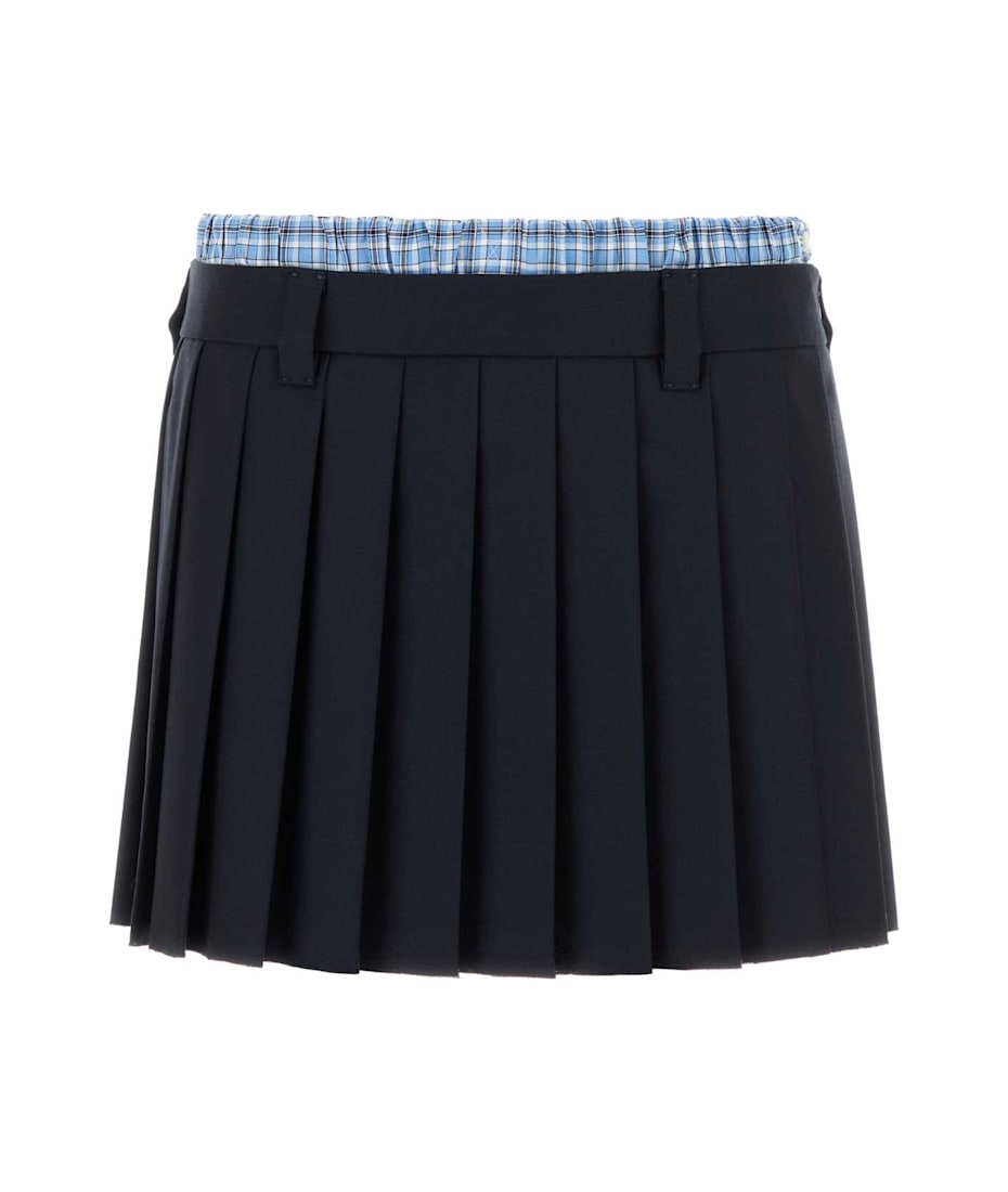 スカート MIU MIU Midnight Blue Wool Mini Skirt Miu Miu Midnight Blue Wool Blend Mini Skirt | italist