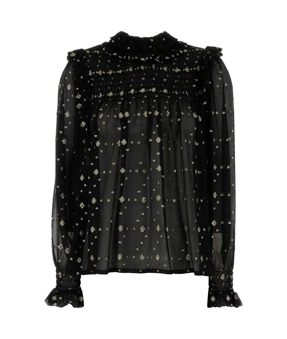 【送料&関税込】Saint Laurent Embroidered Crepe Blouse Saint Laurent Embroidered Crepe Blouse | italist