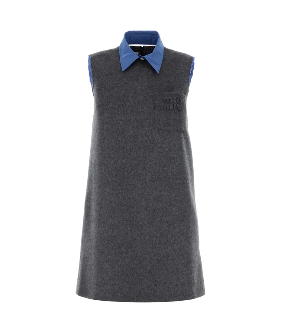 【関税&送料込】Miu Miu Grey Velour Mini Dress Miu Miu Grey Velour Mini Dress | italist