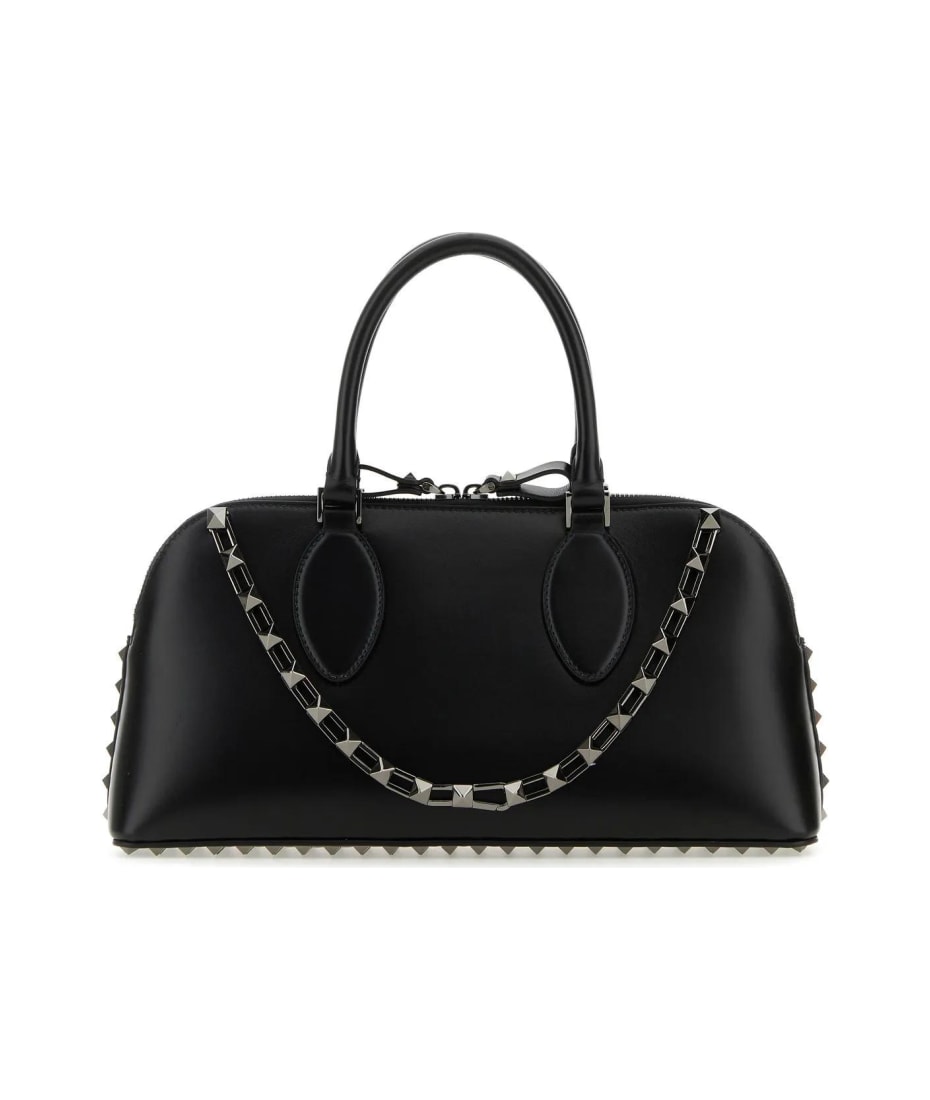 Valentino Garavani Black Leather Rockstud Handbag | italist