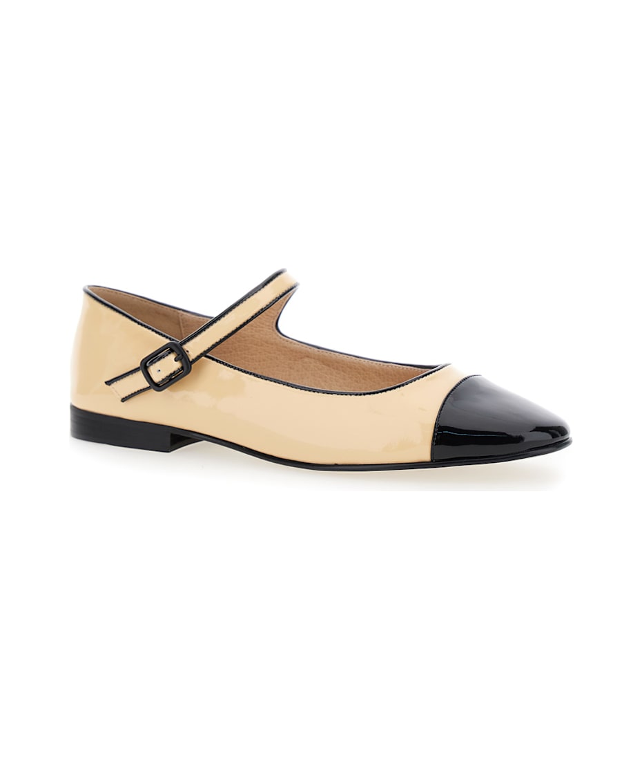 フラットシューズ Jeffrey Campbell FW24 CURVET PATENT (JCSJCD205 1501) Jeffrey Campbell Curvet' Beige Ballet Shoes With Contrasting