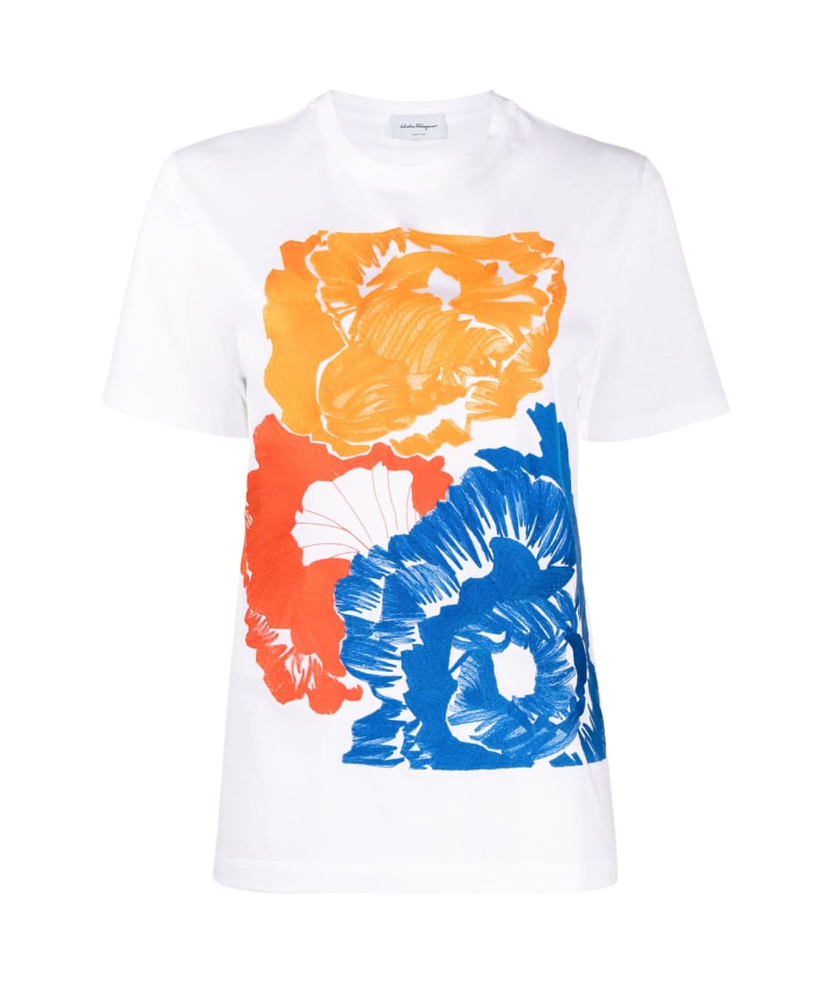 Tシャツ・カットソー Ferragamo Cotton Top With Shaped Neckline black Ferragamo Gancini application T-shirt - Dark Blue | 121793698610