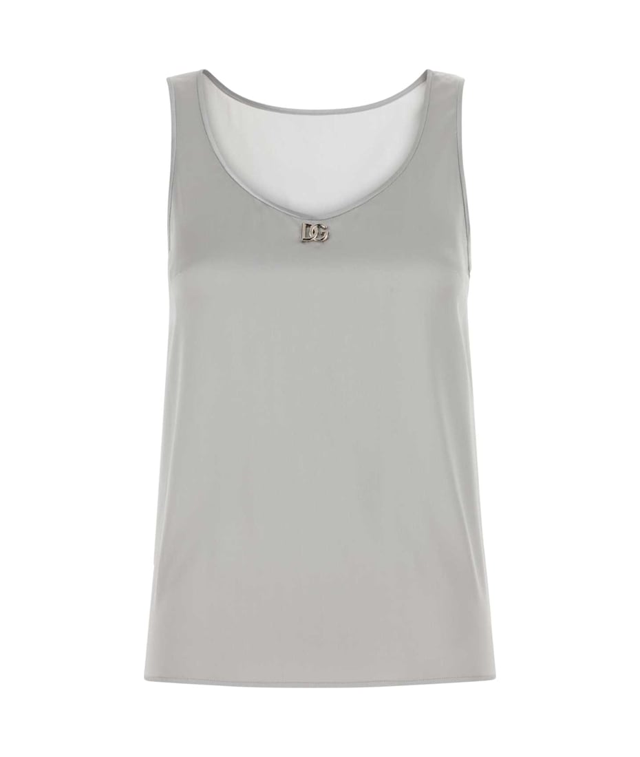 【送料&関税込】Dolce & Gabbana Grey Stretch Satin Tank Dolce & Gabbana Grey Stretch Satin Tank Top | italist