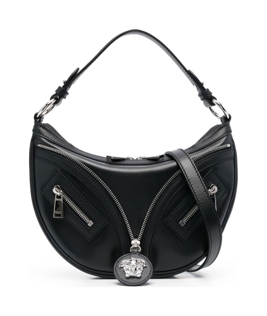 Versace La Medusa Charm Bucket Shoulder Bag Black