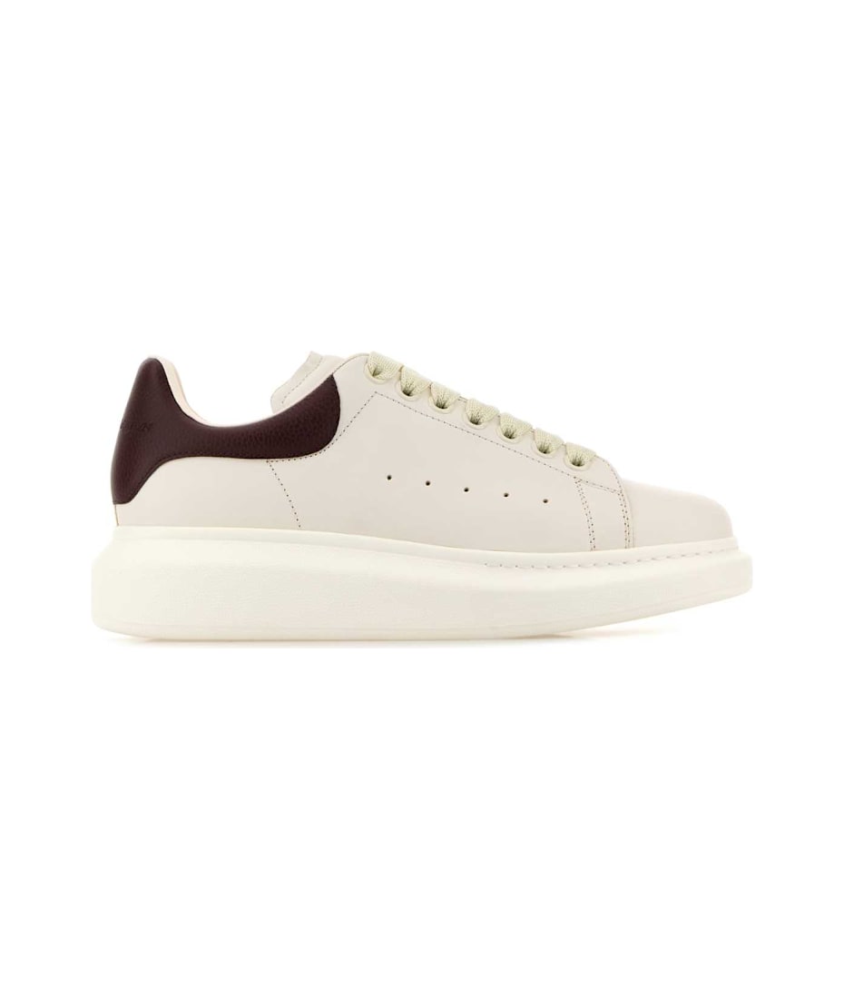 Alexander McQueen White Leather Sneakers With Orange Leather