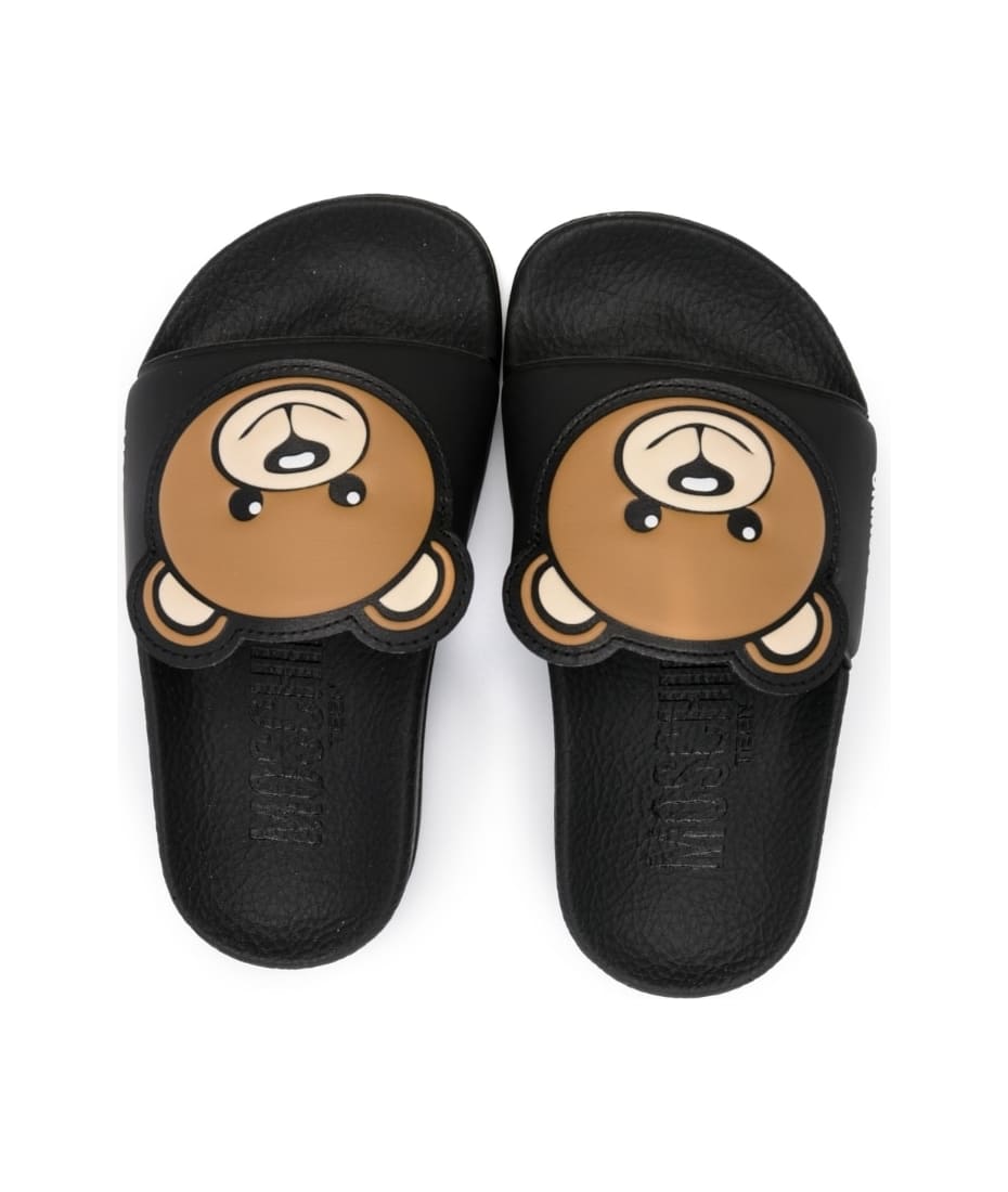 Moschino Slippers With Logo - Black