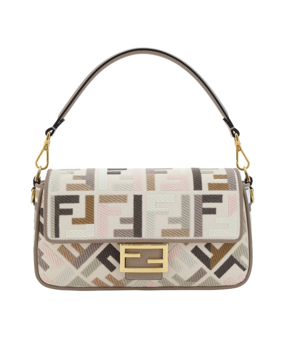 Fendi Embossed FF Monogram Medium Baguette Shoulder Bag