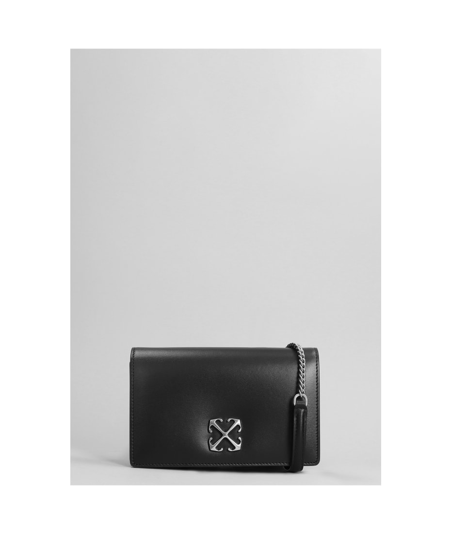 Jitney Leather Wallet On Chain in Black - Off White