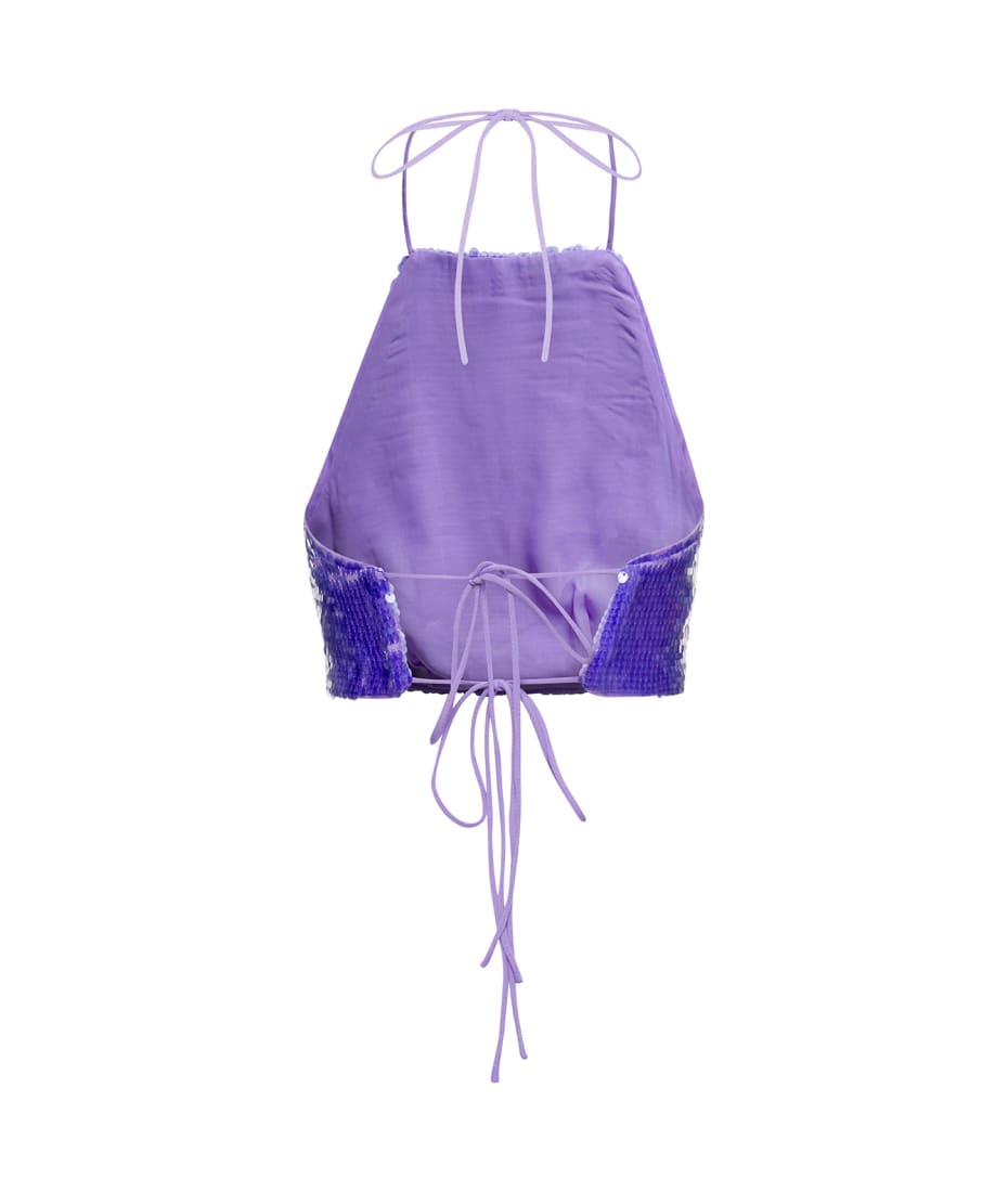 Sabina Musayev 'lara' Purple Halterneck Crop Top With All-over